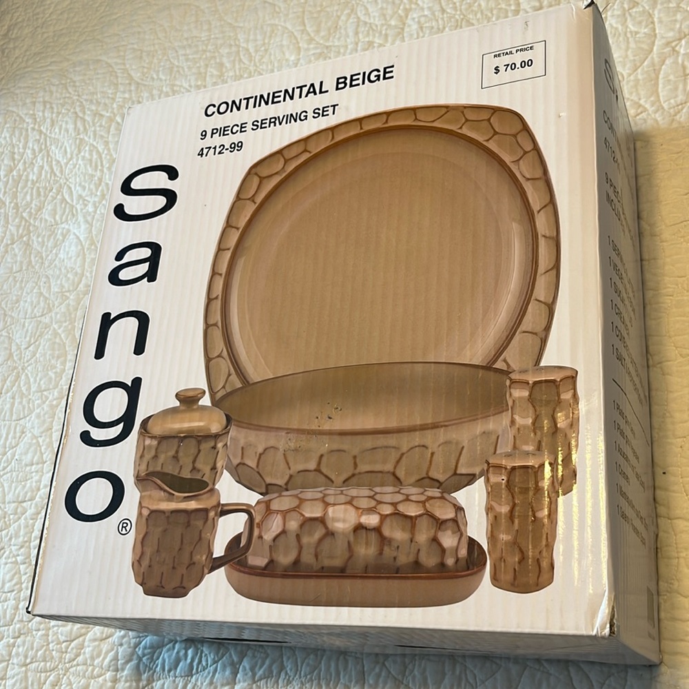 Sango Continental Beige Serving Set. 9 Piece. Never unpacked. NEW!